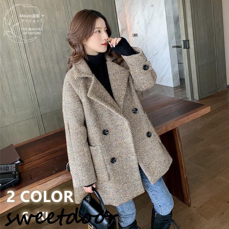 最安値!チェスターコート レディース 秋冬 チェック柄 チェスターコート ミディアム丈 ラシャコート ダッフルスーツオーバー アウター 通勤着痩せ オシャレ 40代