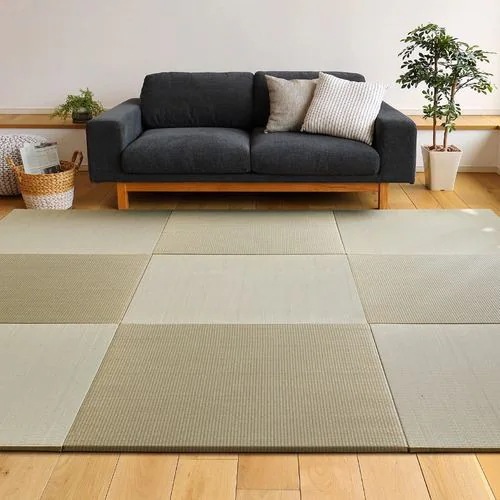 【メーカー直送品】萩原 【12枚組】置き畳フラッタ 四季 約82×82×1.5cm ナチュラル