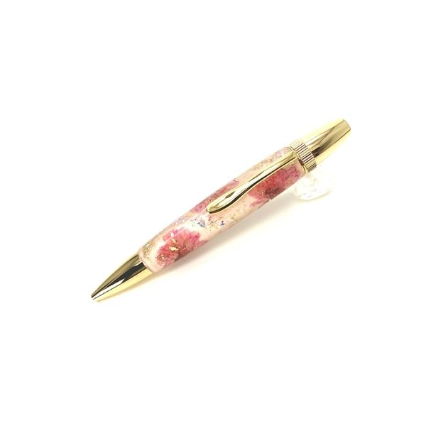 花柄 ボールペン [八重桜 桃色] パーカータイプ 芯：0.7mm 『Frower Pen』