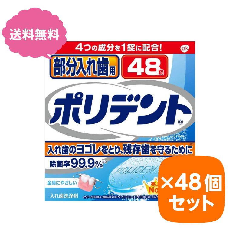 ポリデント 部分入れ歯用 48錠入り 【×48個セット】まとめ買い アース製薬