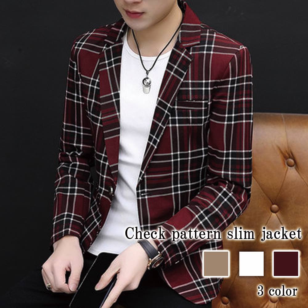 テーラードジャケット メンズ チェック柄スリムジャケット 厚手 Tシャツ 中綿 大きい チェック テーラード 30代 冬 秋 カジュアル スーツ コーデュロイ セール ブレザー 40代 アウター 白