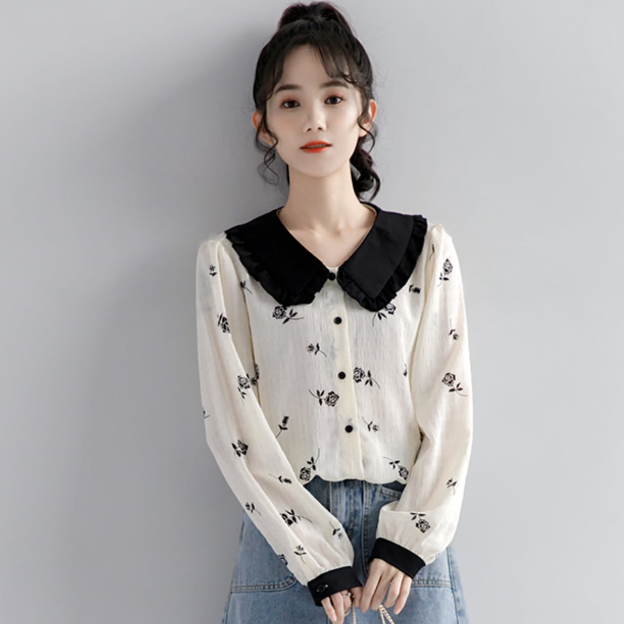 トップス シャツ レディース シフォンシャツ 単列マルチボタン ボタン 長袖 袖あり 襟あり セクシー かわいい 大人可愛い きれいめ 大人 おしゃれ お洒落 大人女子 こなれ感 上品 エレガント