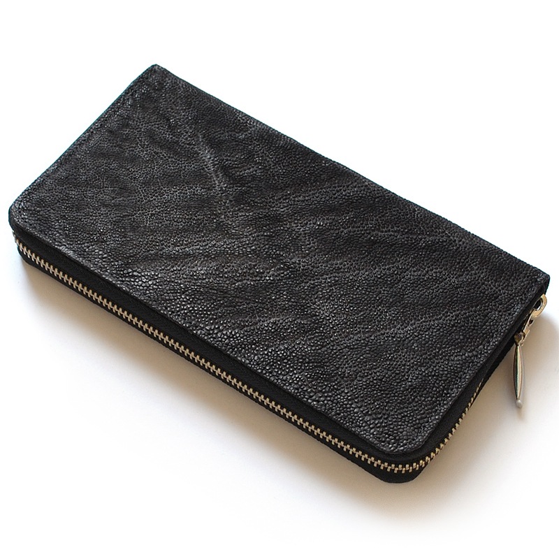 【新規OPEN】【期間限定】本エレファント！象革！JRA認定商品！日本製！男女兼用！ラウンドファスナー！ロングウォレット　EF-103LM　黒