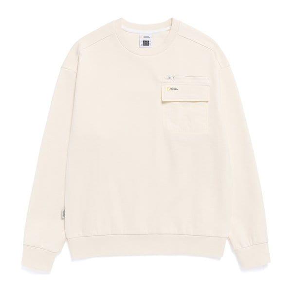 N261USW050 胸ポケット セミオーバーフィット ハイブリッド スウェットシャツ IVORY