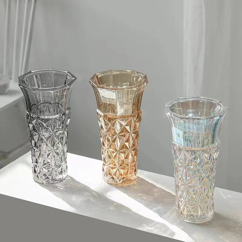 【20点セット】【送料無料】クリスタルガラス花瓶透明生け花置物軽量高級リビング高級感水耕生花