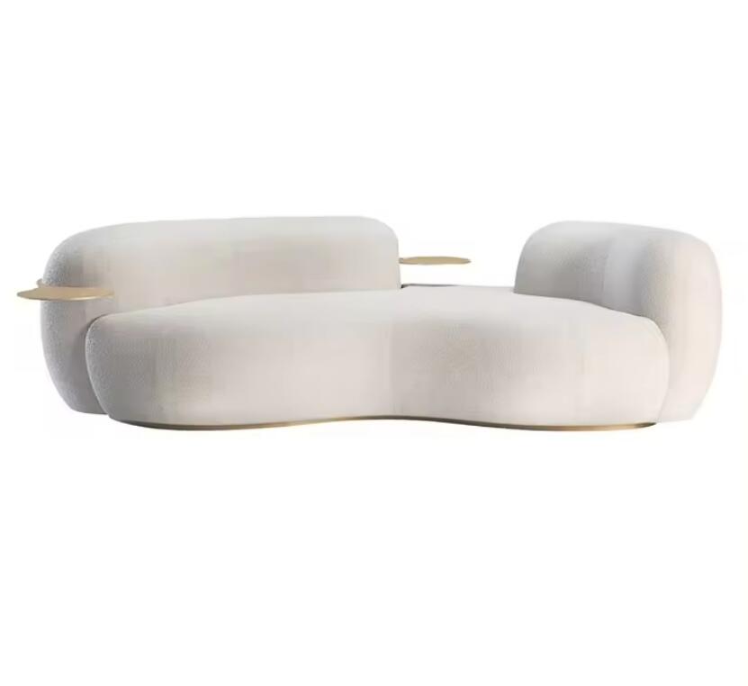 ３人掛けソファーリビングルーム家具 ホテル　北欧風カーブソファ 美容院会所ソファ モダン　３人ソファー　ラムベルベットソファ　U字型リビングルーム家具用