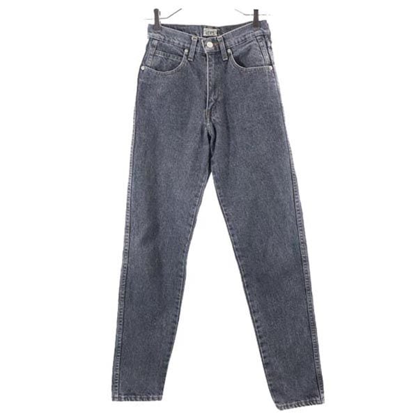 80s シルバータブ ビッグE 日本製 テーパードデニムパンツ w27 ブラック系 ジーパン レディース