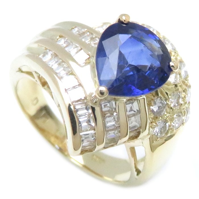 リング 指輪 サファイヤ1.85ct ダイヤモンド1.19ct 8号 K18YG イエローゴールド / 64774【中古】