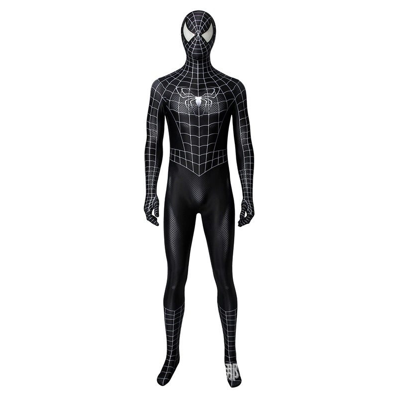 2007年版 スパイダーマン3 ヴェノム Cosスーツ スパイダーマン 大人用 タイツ ブラック J19034bb