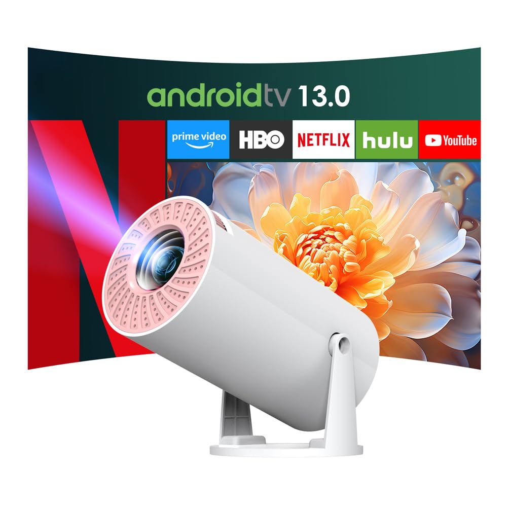 【2026年新登場！最新Android TV搭載20000LM4K対応】Happilaff プロジェクター 家庭用1080P 小型 プロジェクター 天井投影 270度回転 Wi-Fi6 瞬間接続