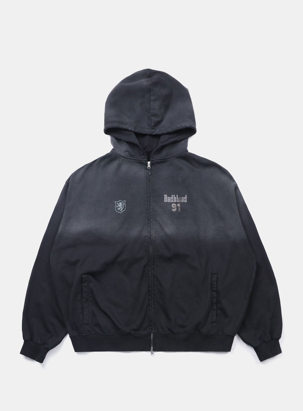 【BADBLOOD】 SUN FADED 2 HOODED ZIP-UP : BLACK
