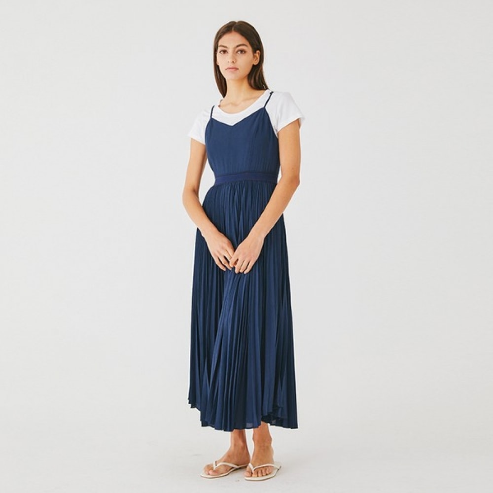 (ニューヨーク訪問) ノースリーブプリーツワンピース (VY5OP3B)