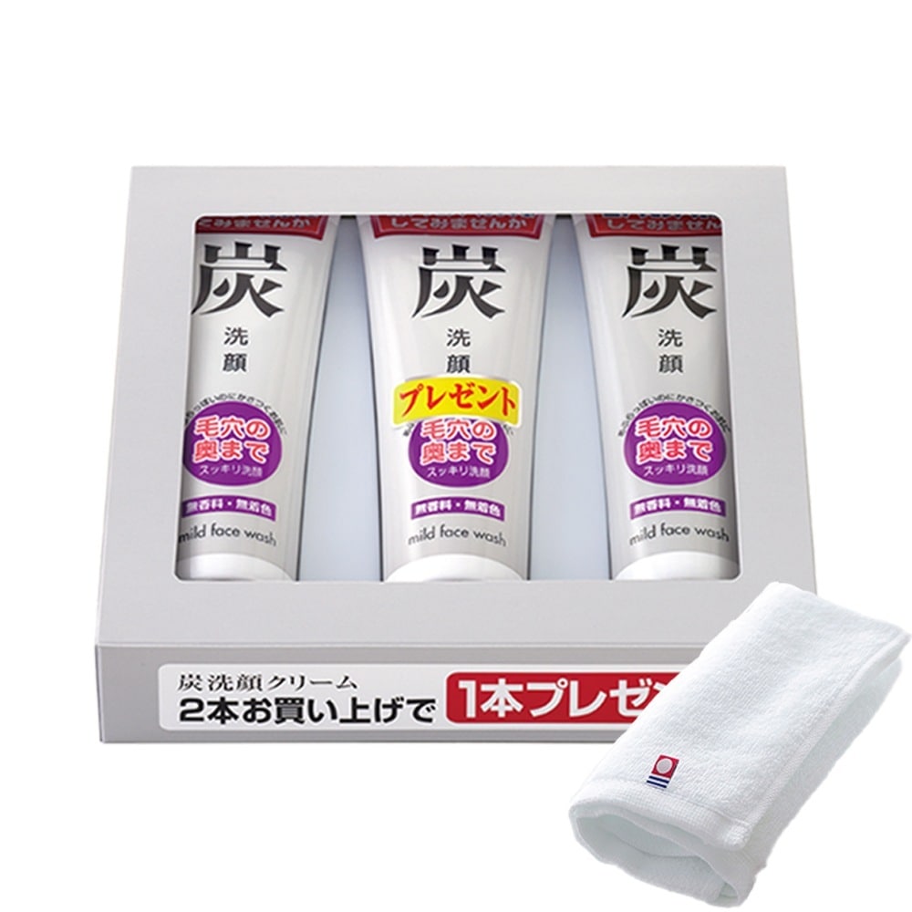 正規販売代理店 定価より10%OFF 炭洗顔クリーム 120g 6本 セット 今治タオル付き 敏感肌 角質ケア 洗顔フォーム 温泉コスメ 旅美人