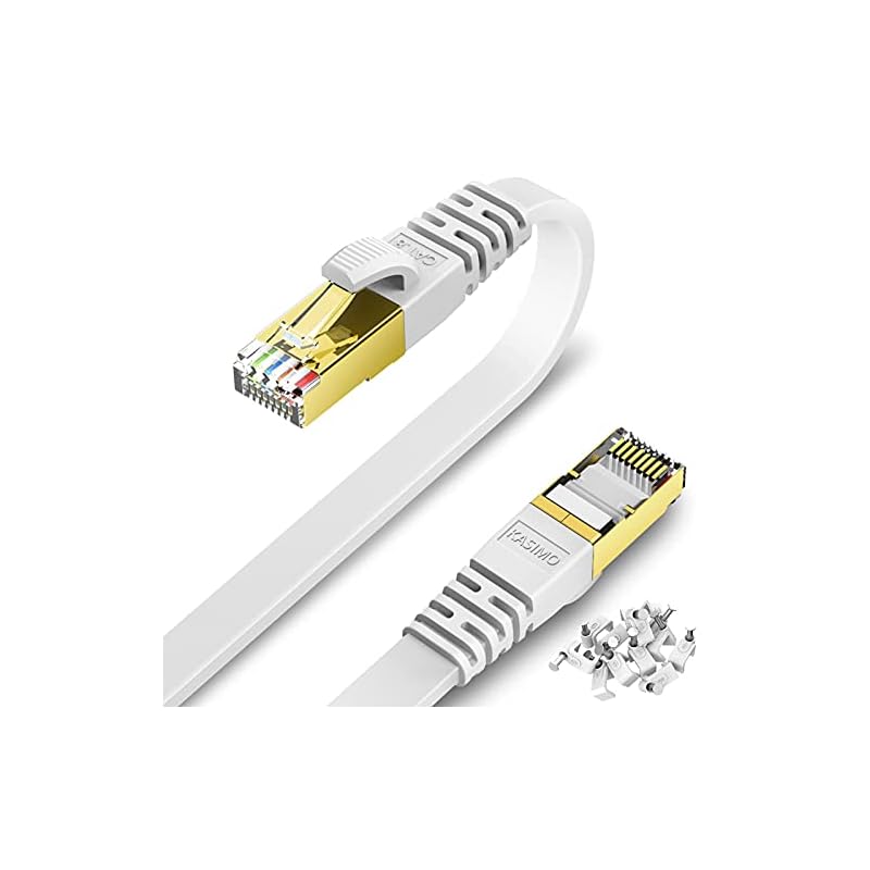 20m KASIMO CAT8 LANケーブル カテゴリー8 フラット 40Gbps 2000MHz SFTP RJ45 超高速 金メッキコネクタ 二重シールド 爪折れ防止 ADSL回線 光回線 有線
