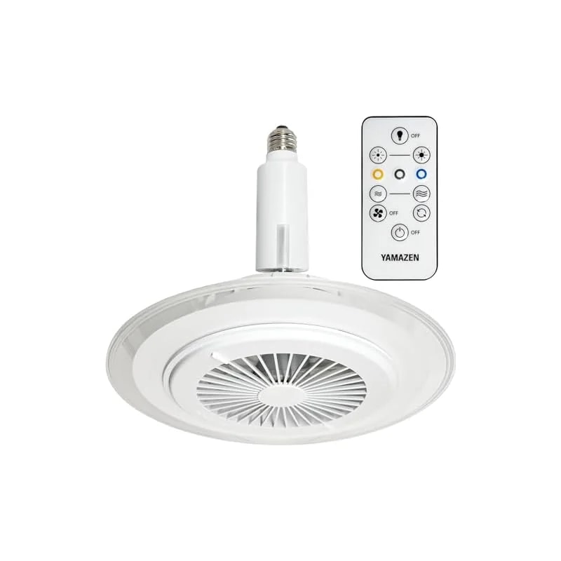 【即納】[山善] シーリングライト ファン付き 導光板 LEDライト 小型 天井 照明 (風量5段階 / 調色3段階 / 調光5段階) 白熱電球100W相当 E26ソケットタイプ 逆回転モード搭載 1