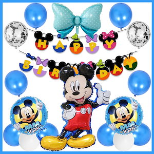 ミッキー 風船 バルーン パーティー 誕生日 飾り付け パーティー誕生日 結婚式 パーティー 記念日 誕生日 二次会 子供会 ブルーHBカラフル