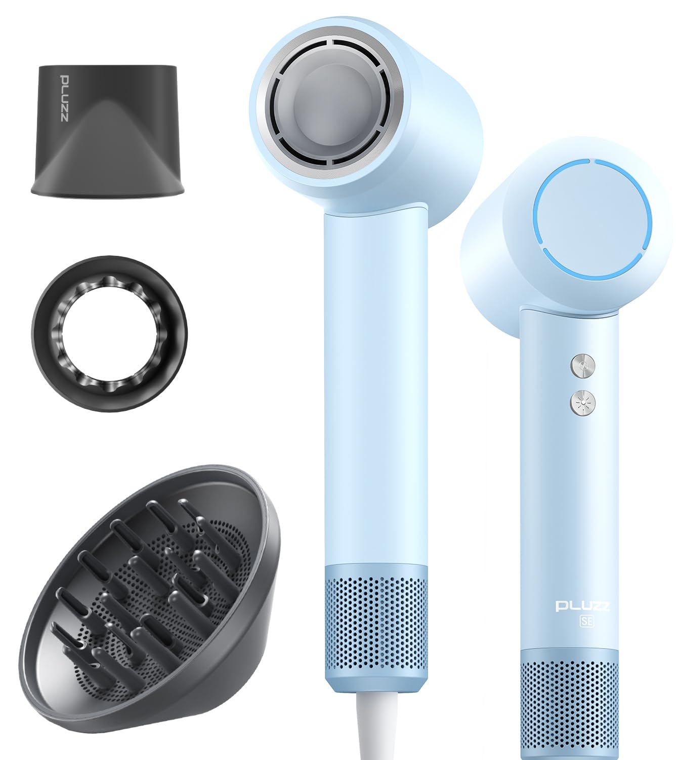 【美容師監修】PLUZZ ドライヤー SE 速乾·軽量·美髪 2.7億高濃度マイナスイオンヘアケアと強力ブラシレスモーター 大風量ヘアドライヤー - コンパクト 低騒音 1200W 出張・スパ・旅行用