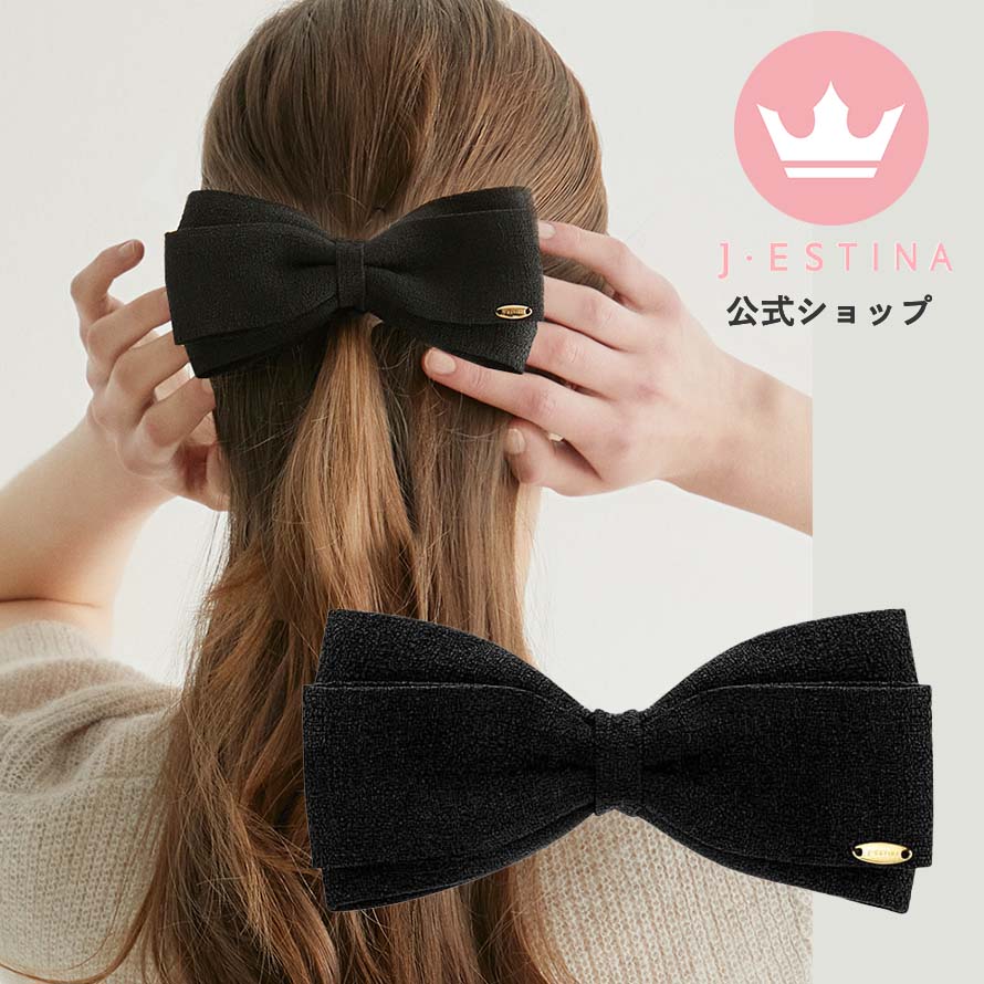 ツイードリボンヘアバレッタ(BLACK)[IUモデル][パクミニョン][韓国ドラマ多数着用][韓国ファッション]