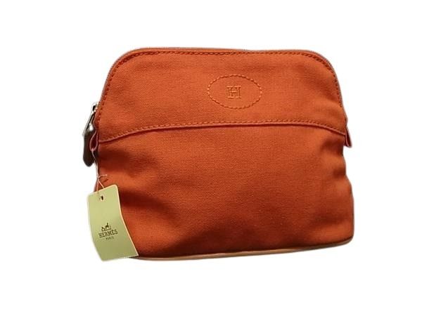 ポーチ ボリードポーチミニ コットン 101629M シルバー金具 オレンジ系 化粧ポーチ セカンドバッグ 小物入れ ブランド ミニ財布 タバコケース シガレットケース【本物保証】