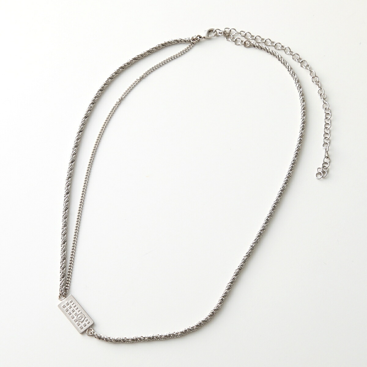 MM6 エムエムシックス メゾンマルジェラ ネックレス SM6TP0005 P6996 メンズ ロープチェーン ダブルアシメ ナンバリングロゴプレート 951