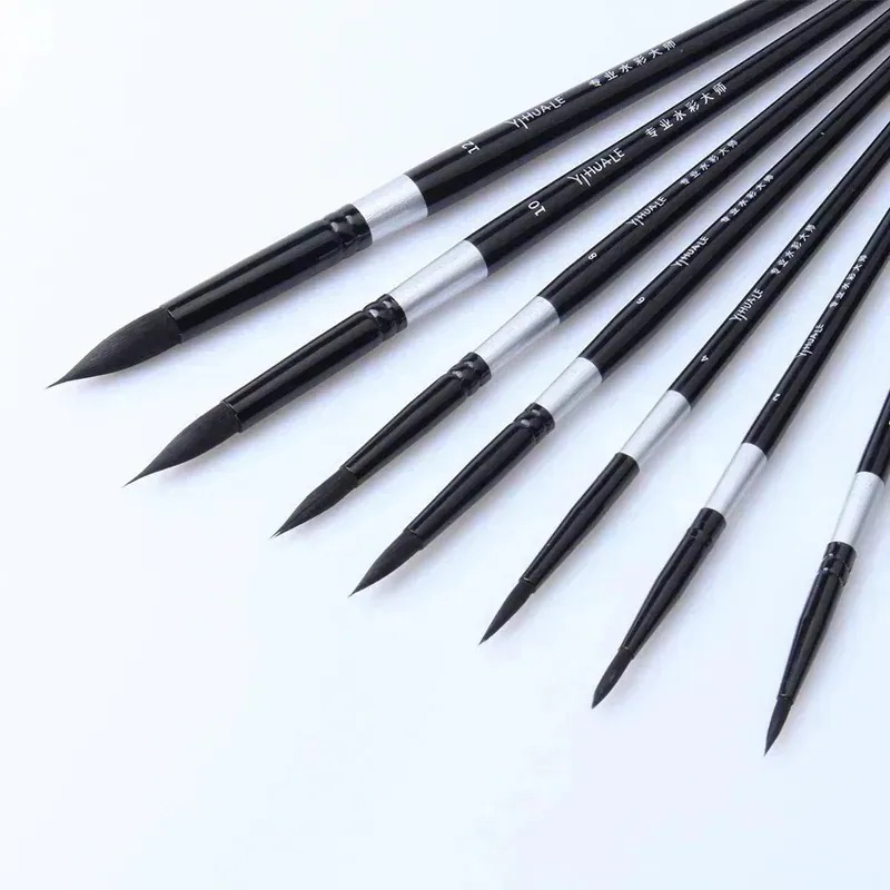 Evalペイントアートブラシ水彩ブラシ1個プロフェッショナル水彩ブラシリス毛先のとがった絵画ブラシのための手の痛み