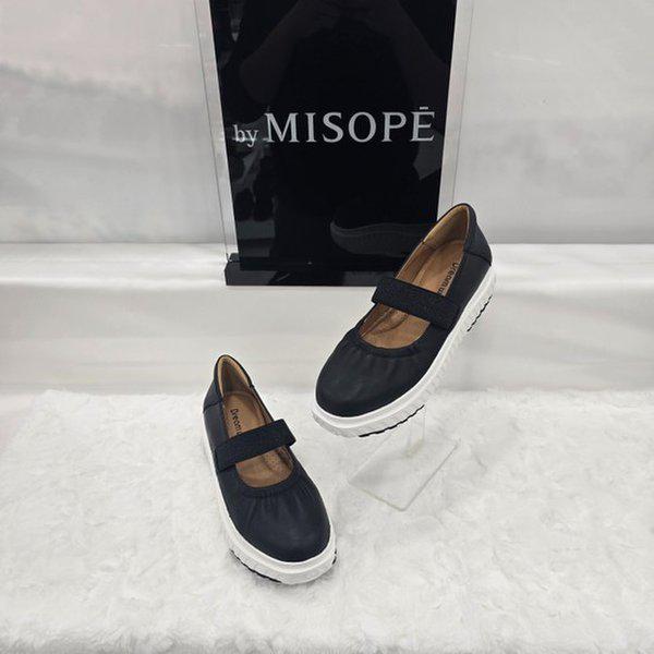 By 女性 シャーリング ストラップ シューズ 612HT431DS001 BLACK 1 JJ