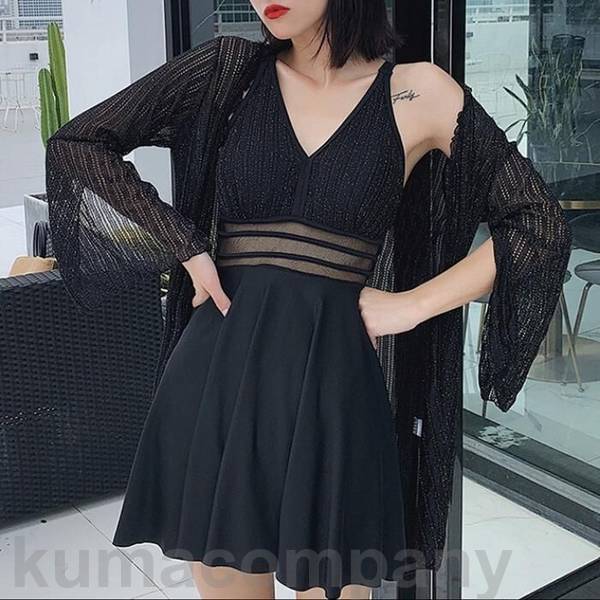 レディース 水着 2点セット ワンピース カーディガン 羽織 ガウン おしゃれ スイムウェア シアー 体型カバー クラシカル エレガント リゾート 海 プール 夏 フェミニン きれいめ 大人 可愛いロングスカート