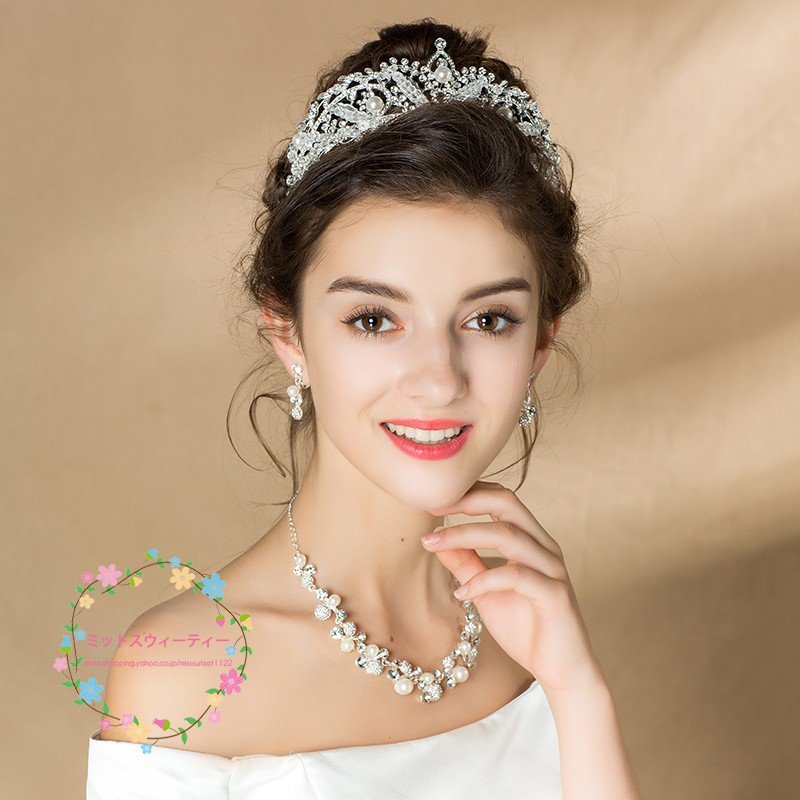 ウェディング ヘッドドレス 安い ティアラ クラウン ネックレス ピアス/イヤリング 結婚式 髪飾り 4,762円
