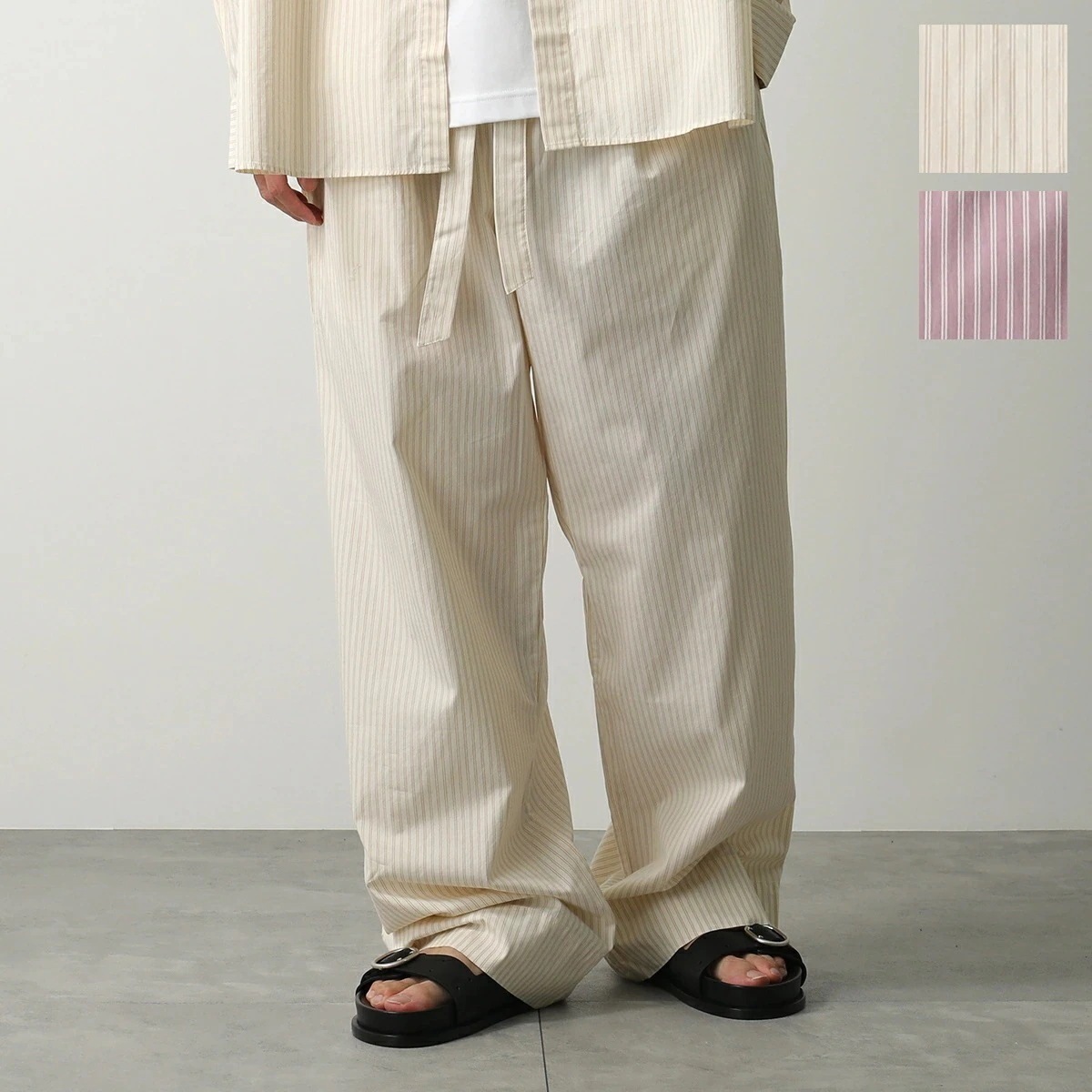 TEKLA × BIRKENSTOCK テクラ ビルケンシュトック コラボ イージーパンツ SWP メンズ コットン ワイド ストライプ ルームウェア カラー2色