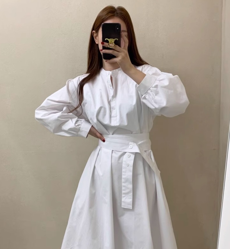 ワンピース デート モテアイテム シャツワンピース 長袖 ウエストデザイン コットン 大人可愛い きれいめ 上品 おしゃれ かっこいい 大人可愛い ラブリー キュート ガーリー クール モード系