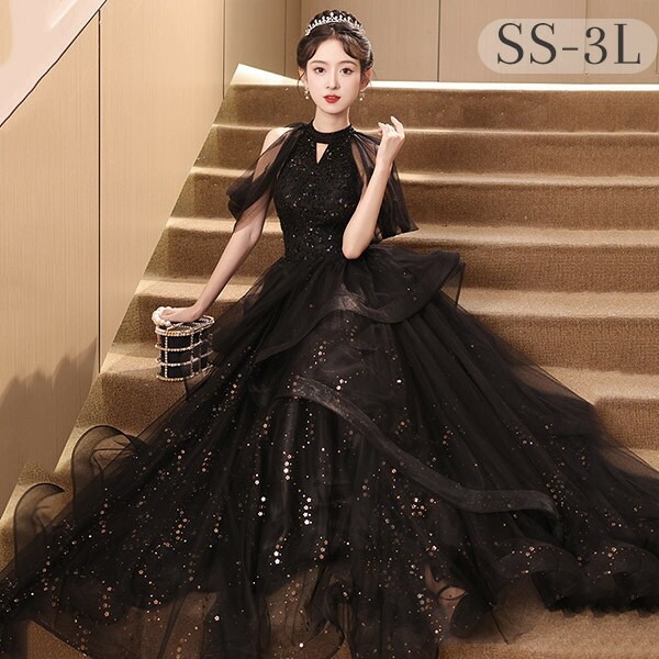 ドレス 大人 ピアノ 発表会 ロングドレス 演奏会 演奏会用ドレス ピアノ発表会 黒 結婚式 高校生 パーティードレス 演奏会ドレス 母親 コンクール イブニングドレス ロング ぽっちゃり 大きいサイ