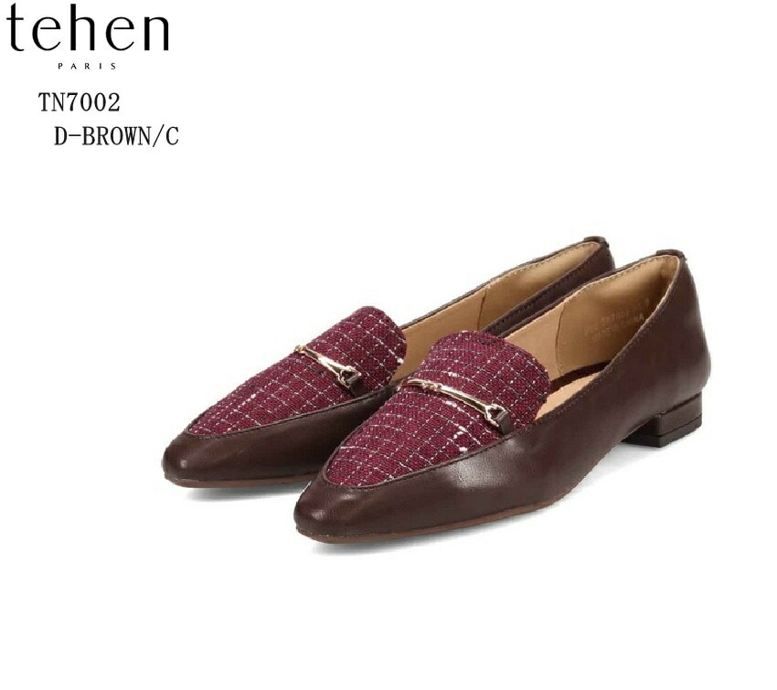 (テーン)TN7002 ビット付きモカスクエアーパンプス tehen レディス ヒールは苦手だけどきれいめなスタイルに合わせたいという方にもおすすめ 華奢なビット飾りもエレガントな雰囲気を演出