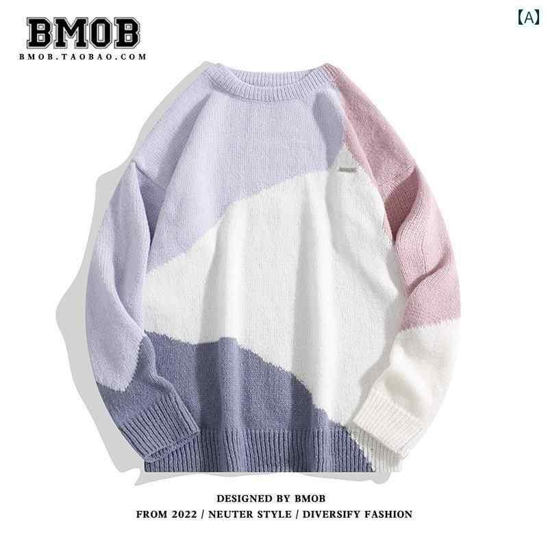 メンズ 秋冬 ラウンドネック セーター カップル セーター コート