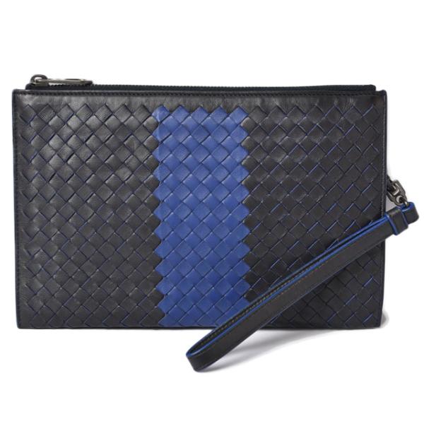 クラッチバッグ/セカンドバッグ ドキュメントケース ストラップ付 イントレチャート ブラック/ブルー