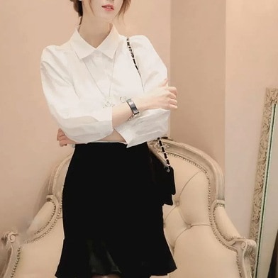 トップス シャツ ブラウス ミディアム丈 袖あり 長袖 Vネック ストレート シフォン サテン 綺麗め きれいめ シンプル カジュアル 大人 上品 おしゃれ お洒落 大人可愛い 大人女子 こなれ感