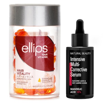 Ellips エリップス - ヘアビタミンオイル - 髪の活力 50capsules x1ml X ナチュラル ビューティ - Intensive Multi-Corrective Serum - M
