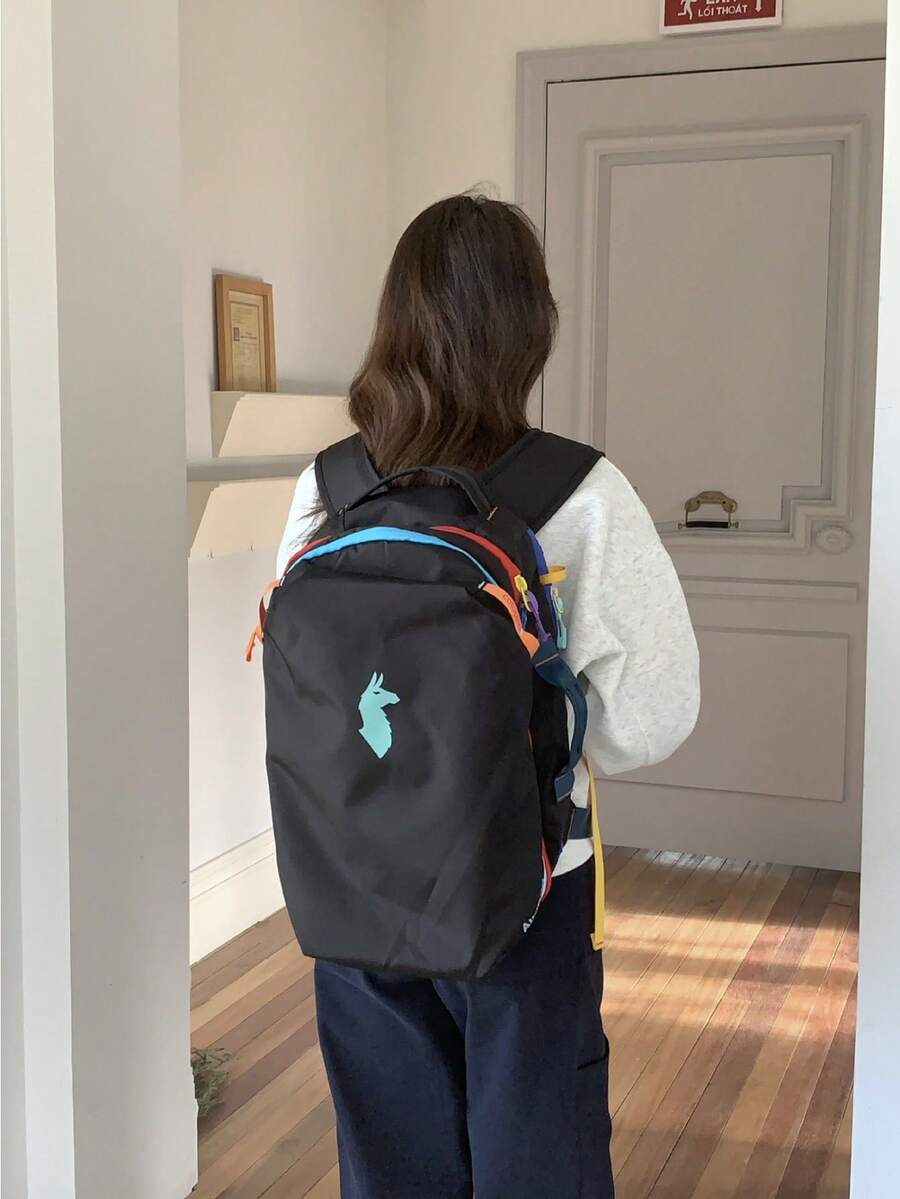 28 バックパック登山バックパック屋外バックパック雨カバーアルパカパターン暖かい色マルチポケットとマルチコンパートメント実用性多機能大容量と軽量屋外旅行登山バックパックバックパック男性と