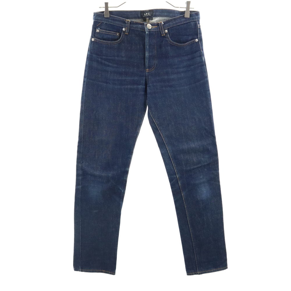 ストレートデニムパンツ W27 インディゴブルー ジーンズ ボタンフライ メンズ