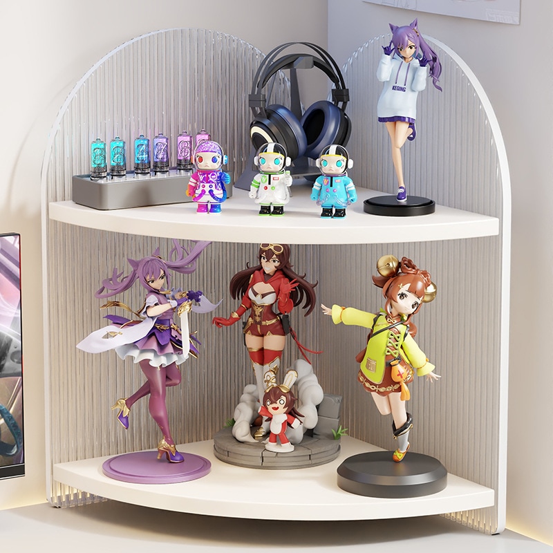 コーナーシェルフマルチレイヤーフィギュアプレースメントキャビネットオフィスデスクトップリノベーションストレージアーティファクト