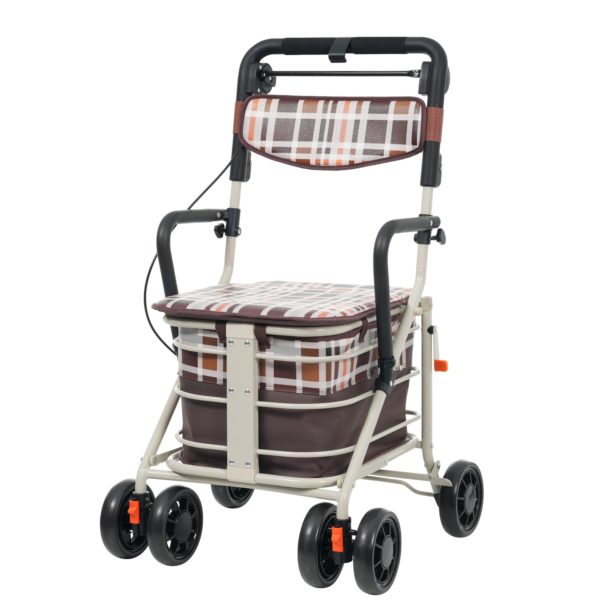 【当日出荷/738】歩行器 歩行車 シルバーカー ひじ掛け付き キャスター 室外用 高さ調整可能 折りたたみ可能 座面付き 四輪 キャスター付き おしゃれ 座れる 散歩 シニア 歩行補助 買い物 ショ