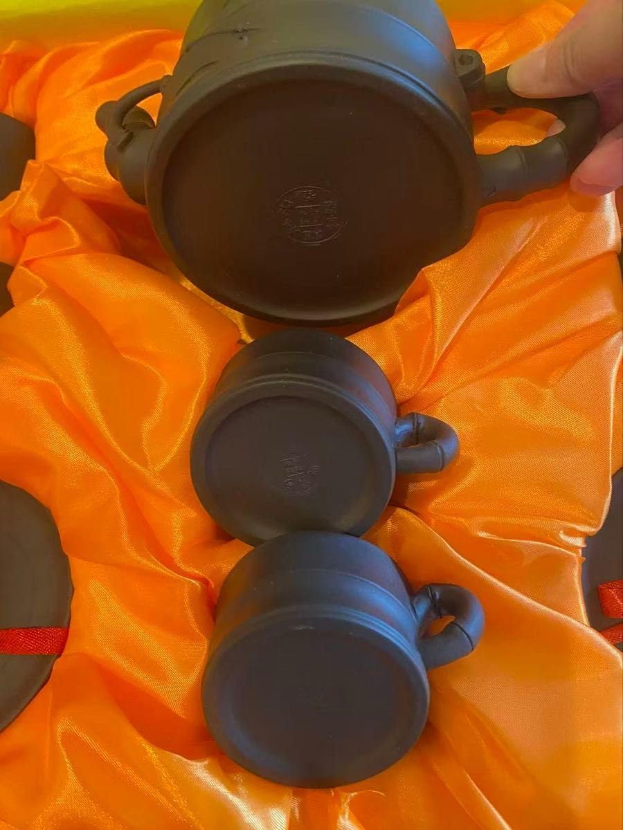 高級中国茶器セット宜興紫砂茶壷セット 急須×1 カップ×6 ソーサー×6 カタログ付き 中国茶器 茶器セット 紫砂