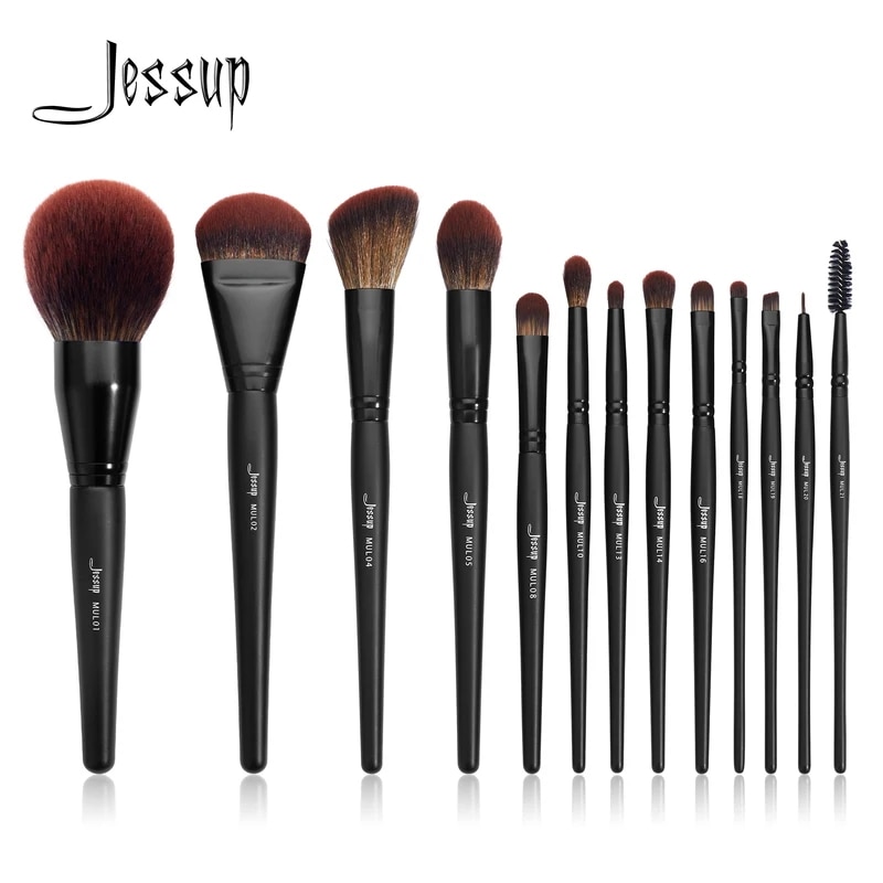Jessup-メイクブラシ,13個セット,プレミアム合成ブラシ,大きなパウダーベース,蛍光ペン,コンシーラー,輪郭,アイライナー,アイライナー,t300