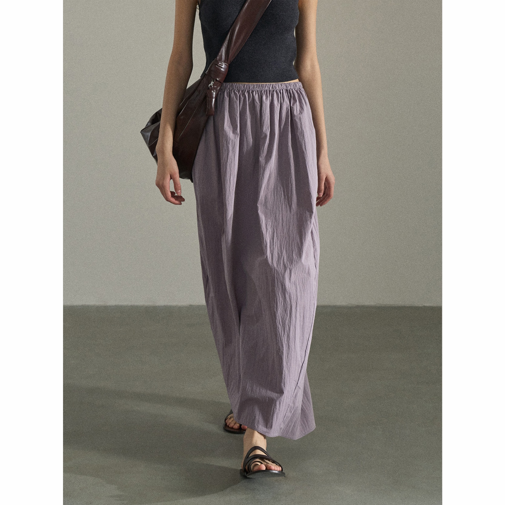 【ちょっと知ってる】不規則花蕾スカート 春しわ気質伸縮性ハイウエストスリムロングスカート M6384