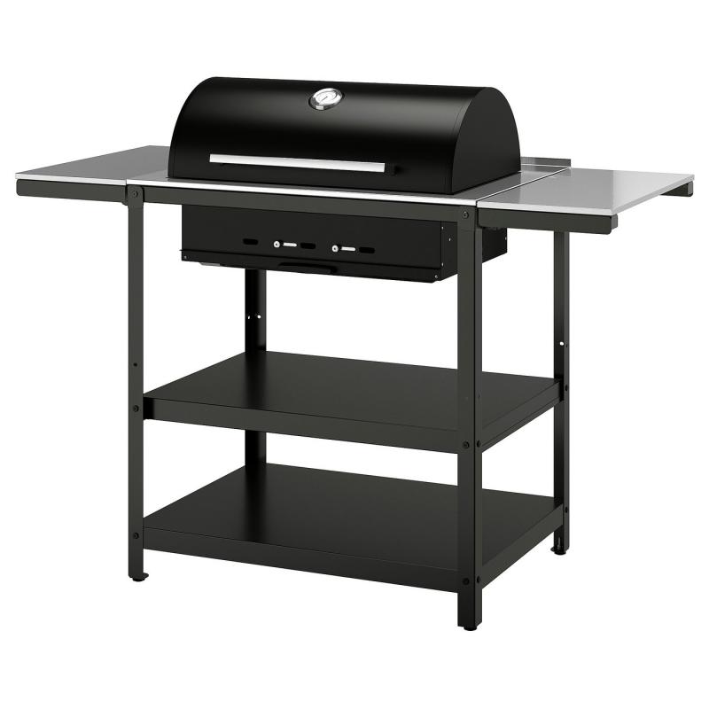 GRILLSKAR グリルシェール 炭火焼きバーベキューグリル サイドテーブル2点付き - ステンレススチール/屋外用 99/123/147x61 cm 44,819円