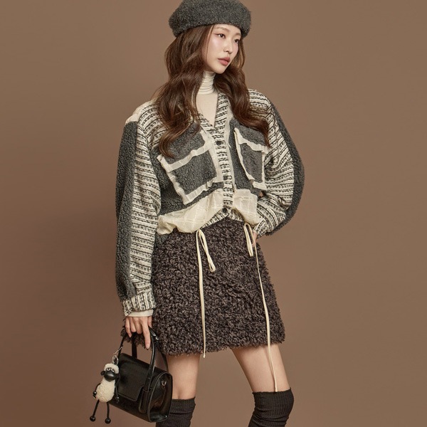 B3152 ツイード ミックス ポケット ブラウス