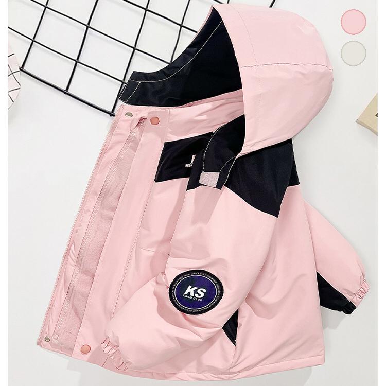 ダウンコート 子供 コート セーター キッズ ダウンジャケット 2in1 女の子 オーバー フード付き ジャケット 可愛い オシャレ 厚手 防寒 冬 ピンク ベージュ