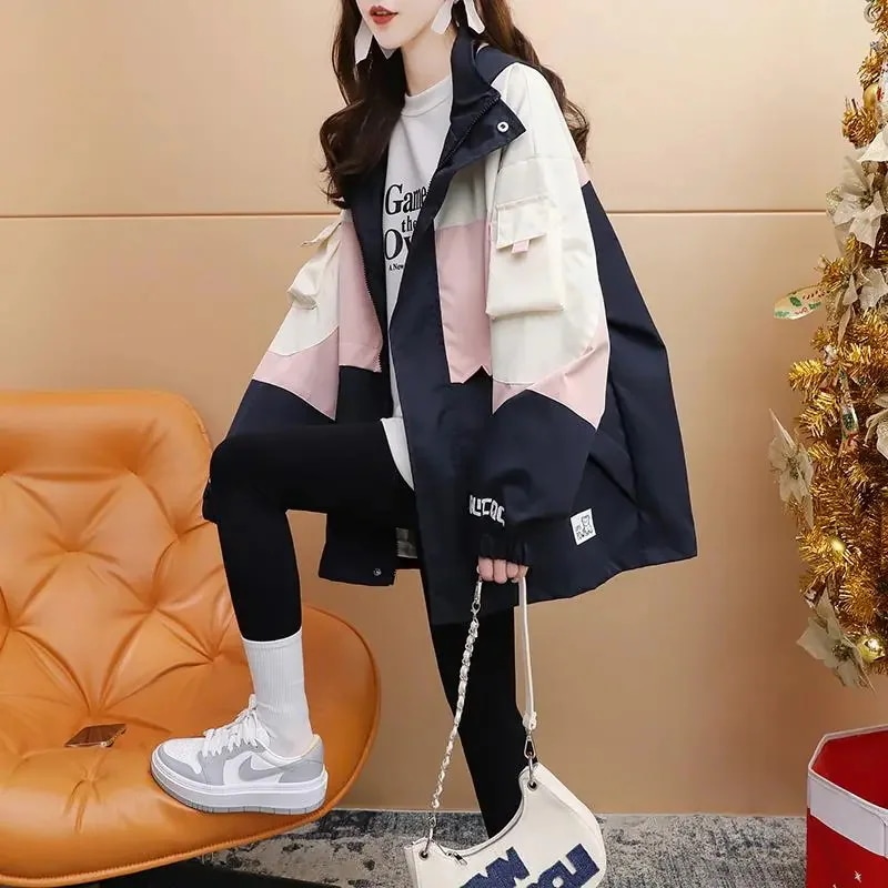 2024 新作 秋 気質 長袖 防寒 フード付き セミロング丈 トレンチコート デニムジャケット アウター 保温 パーカー スウェット ジャンパー チェスターコート コート