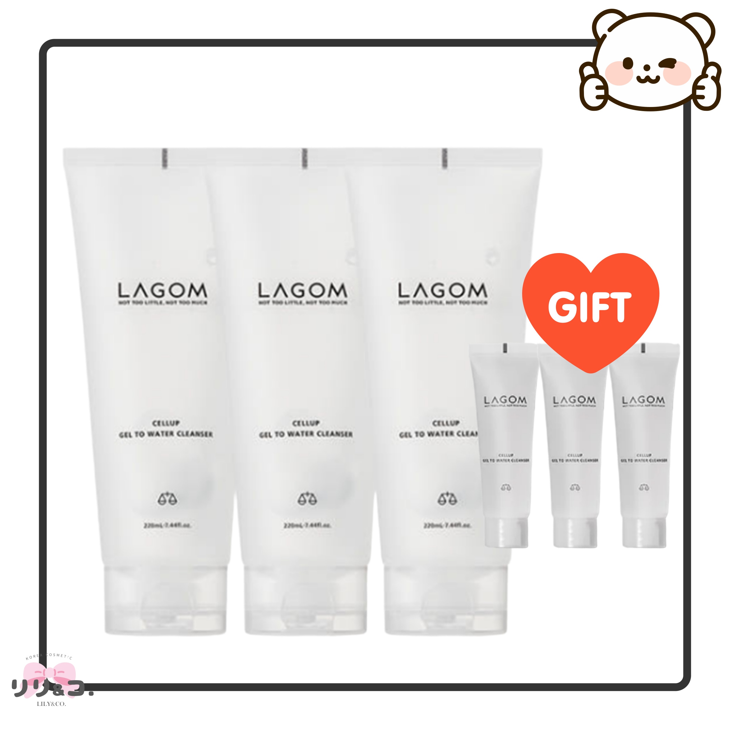 [朝洗顔 たっぷり3本セット] ジェルトゥウォータークレンザー 220ml ×3個 弱酸性 洗顔ジェル 韓国コスメ 保湿 低刺激 乾燥肌 敏感肌 大容量 朝用 洗顔料 メイク落とし スキンケア