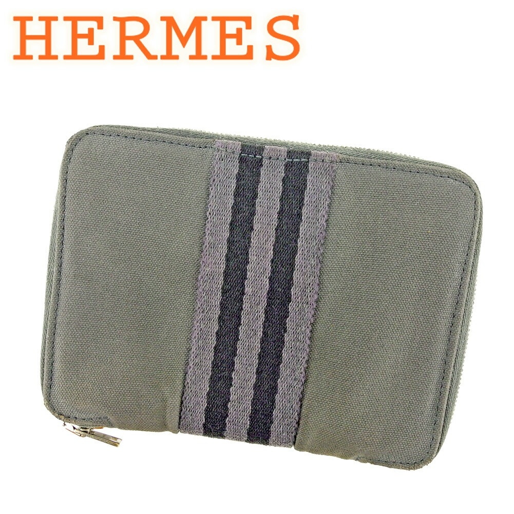 二つ折り財布 ラウンドファスナー エールライン パースPM ブラック　グレー 灰色 中古