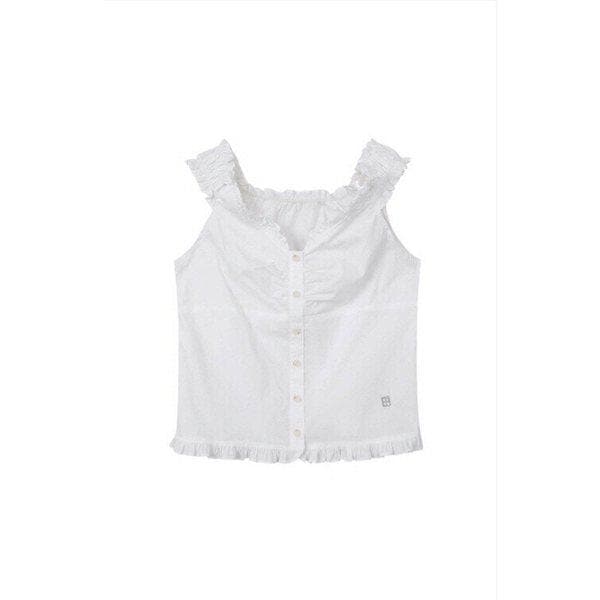 女性コットンラッフルノースリーブブラウス_DJ